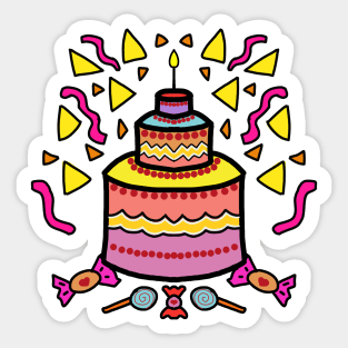 Birthday Cake Celebration with chocolates and candy Sticker